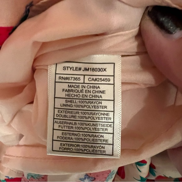 Betsey Johnson Strawberry Print Smocked Maxi Tiered Red Pink Dress Size Medium - Picture 6 of 7